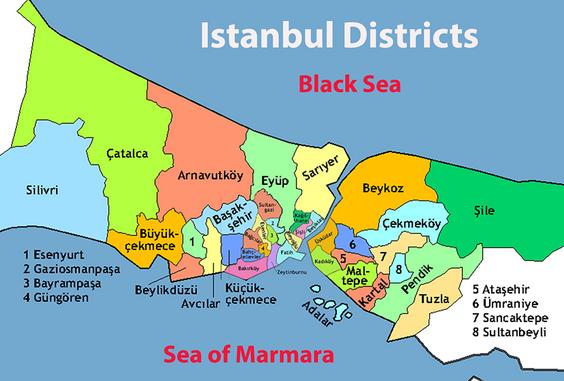 districts-of-istanbul-map