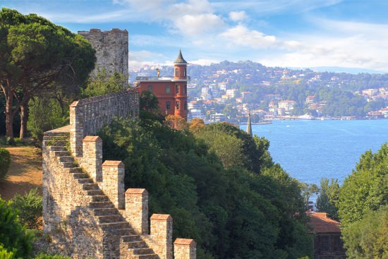 The view from the walls of Rumeli Fortress in Istanbul Turkey